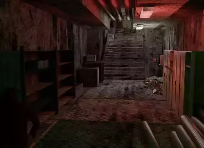 Environment  corridor scene for export in Unity3D and VR   Low-poly 3D model