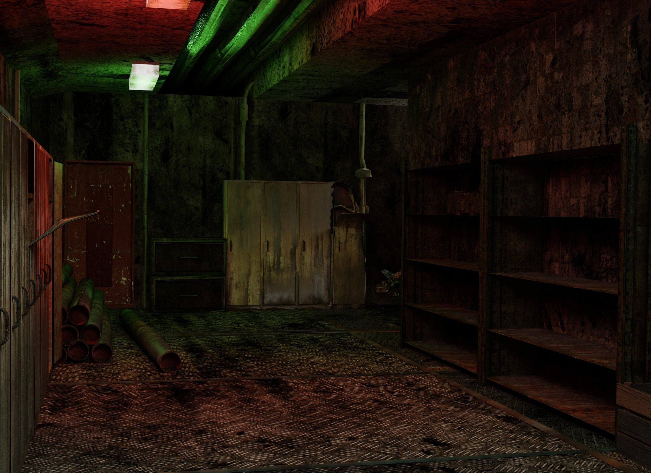 Environment  corridor scene for export in Unity3D and VR   Low-poly 3D model_2