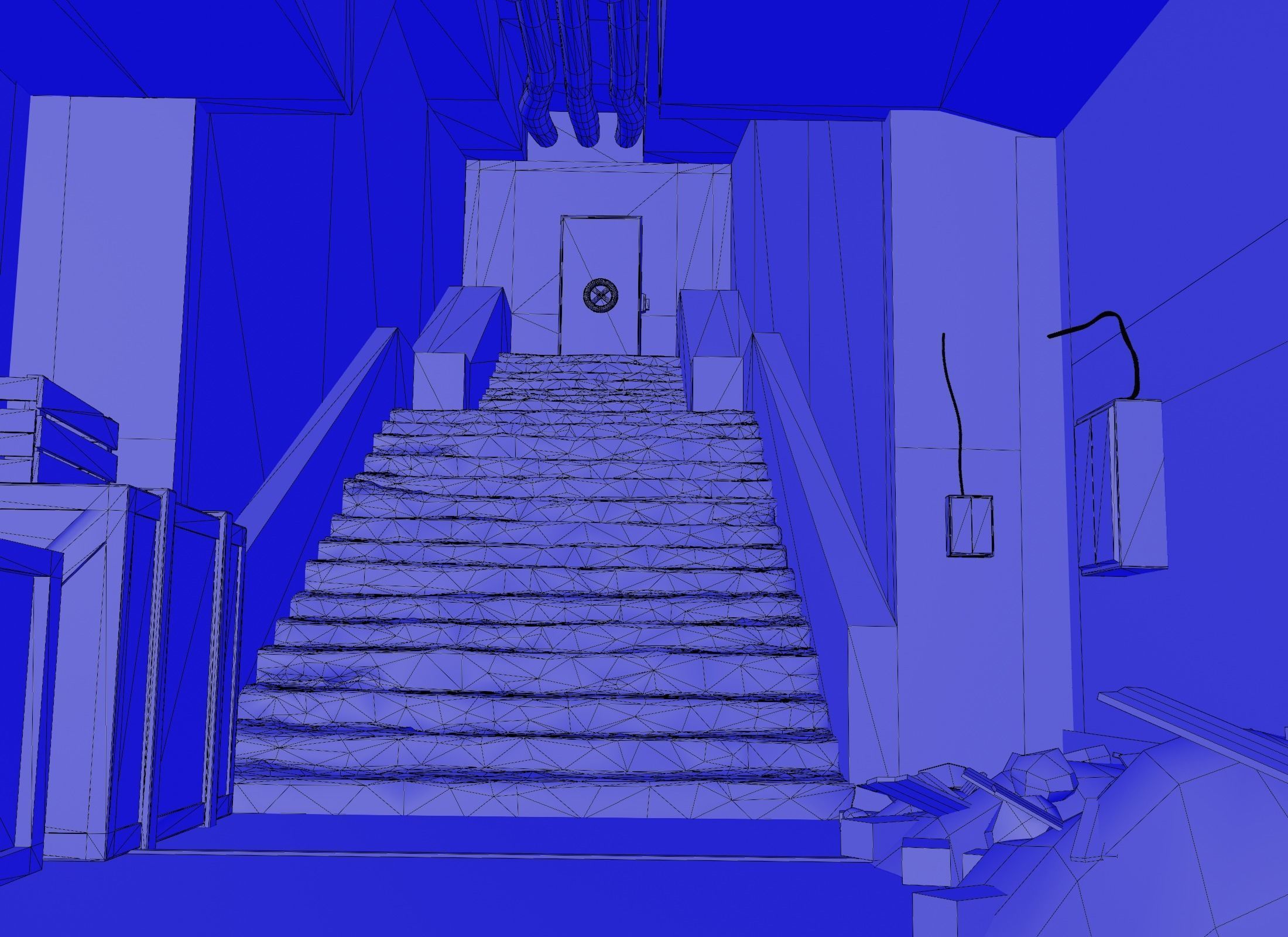 Environment  corridor scene for export in Unity3D and VR   Low-poly 3D model_6