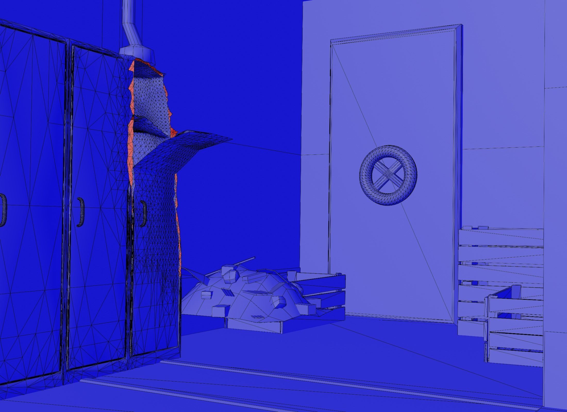 Environment  corridor scene for export in Unity3D and VR   Low-poly 3D model_7