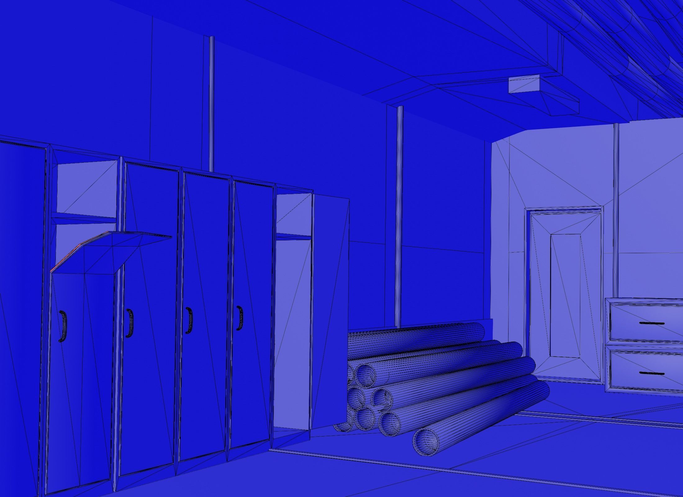 Environment  corridor scene for export in Unity3D and VR   Low-poly 3D model_8