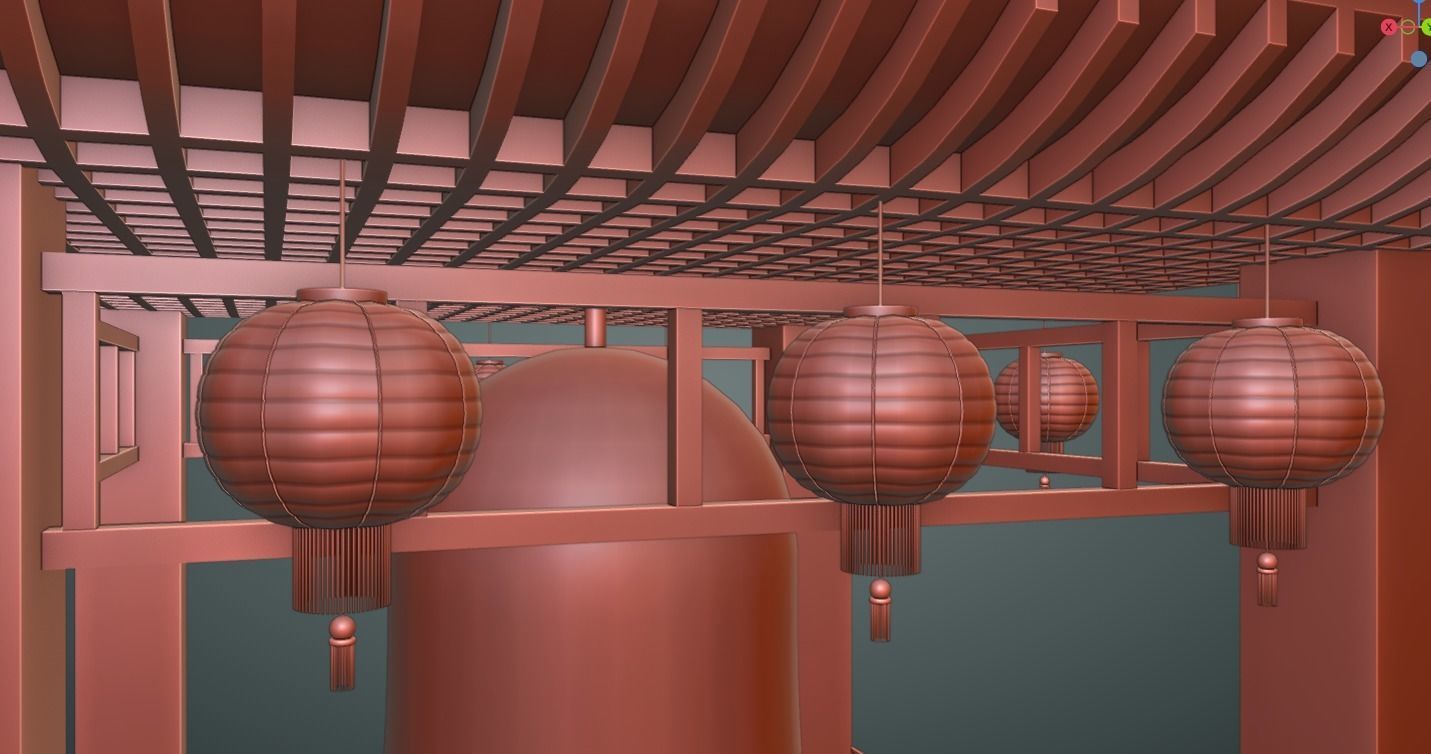 Chinese Gate Tower 01 Low-poly 3D model_11