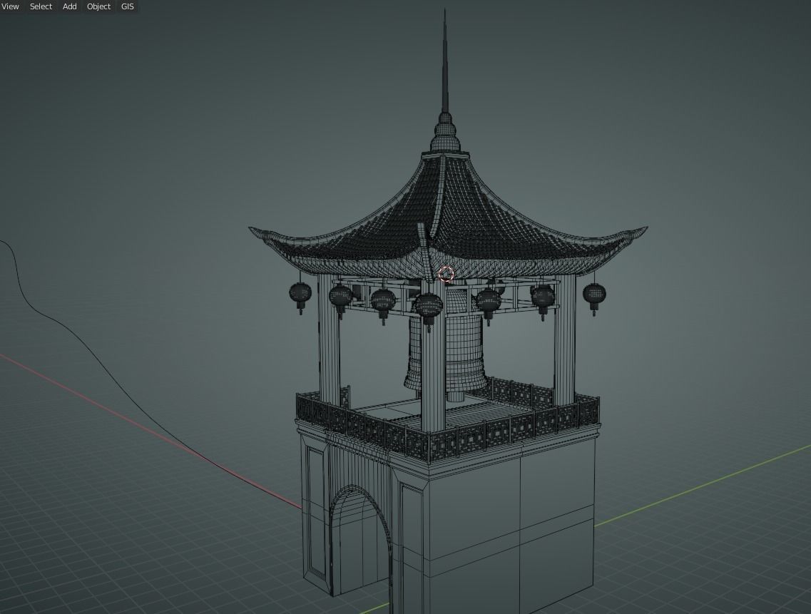 Chinese Gate Tower 01 Low-poly 3D model_5