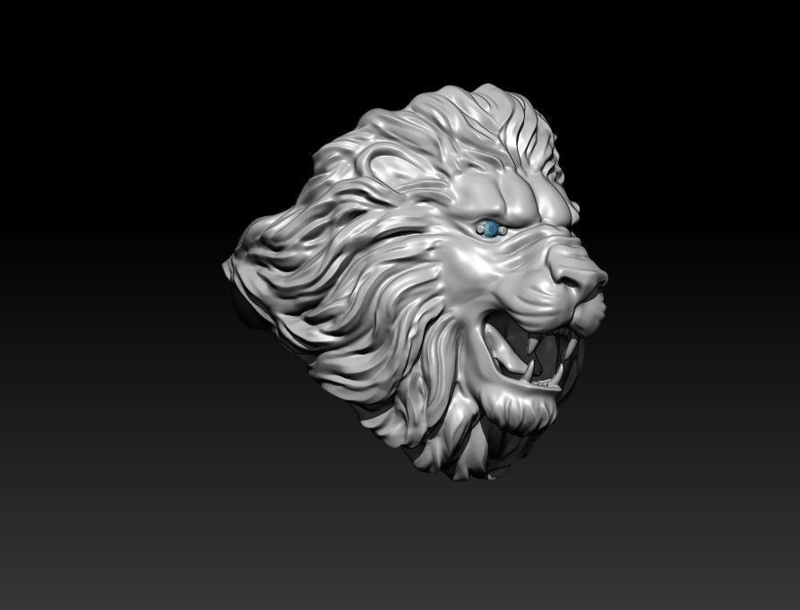 Lion ring eye gem 3D print model_6