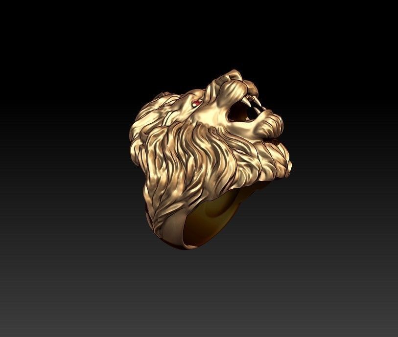 Lion ring eye gem 3D print model_2
