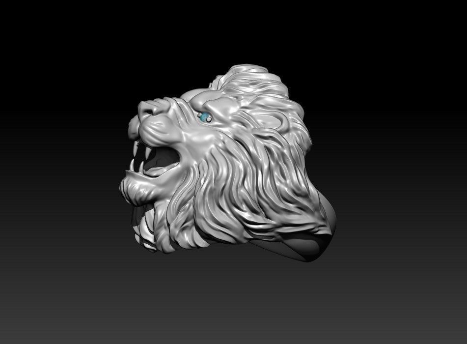 Lion ring eye gem 3D print model_5