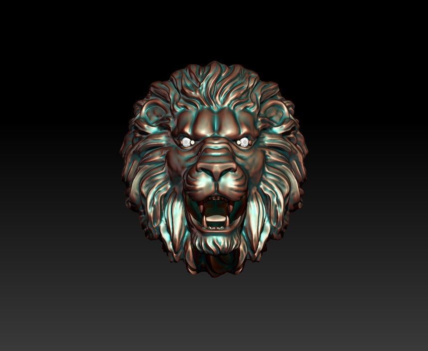 Lion ring eye gem 3D print model_4