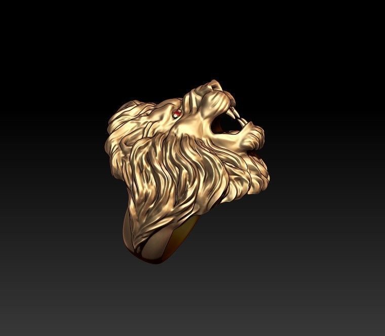Lion ring eye gem 3D print model_3