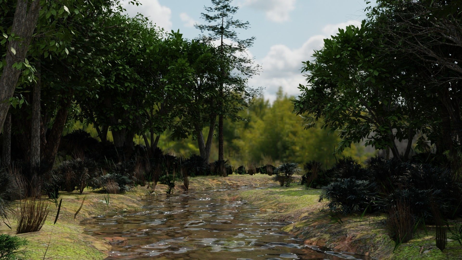 river in woods 3D model_3