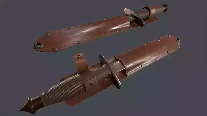 Low poly WW2 Case Stiletto Fighting Knife