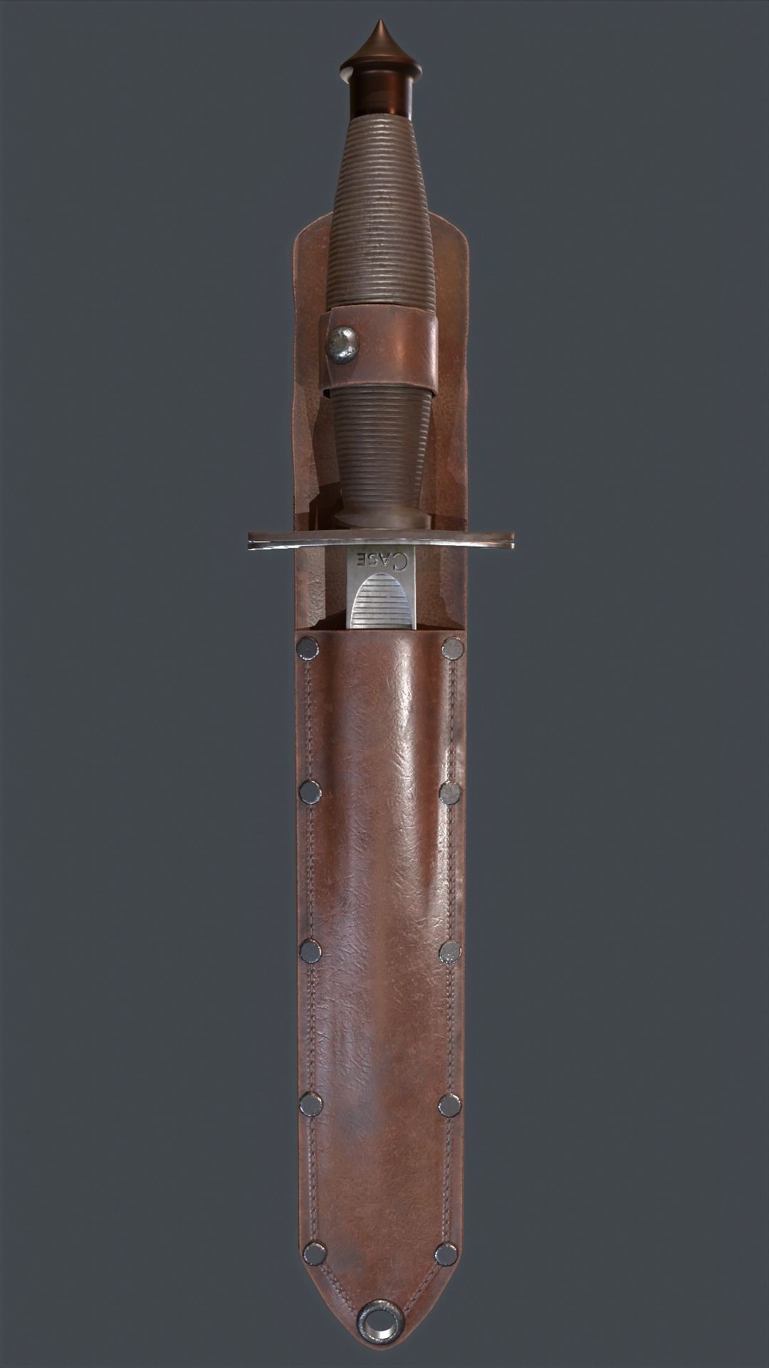 Low poly WW2 Case Stiletto Fighting Knife Low-poly 3D model_8