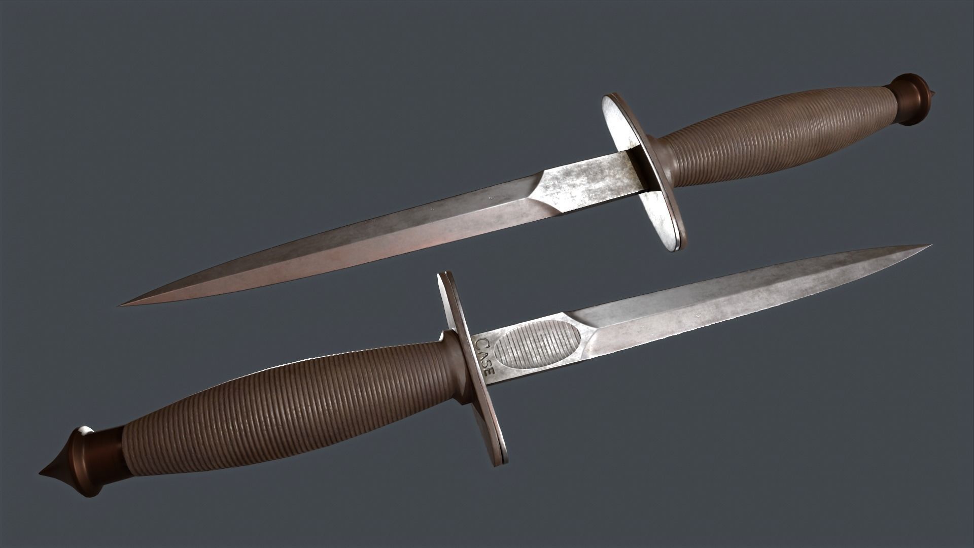 Low poly WW2 Case Stiletto Fighting Knife Low-poly 3D model_3