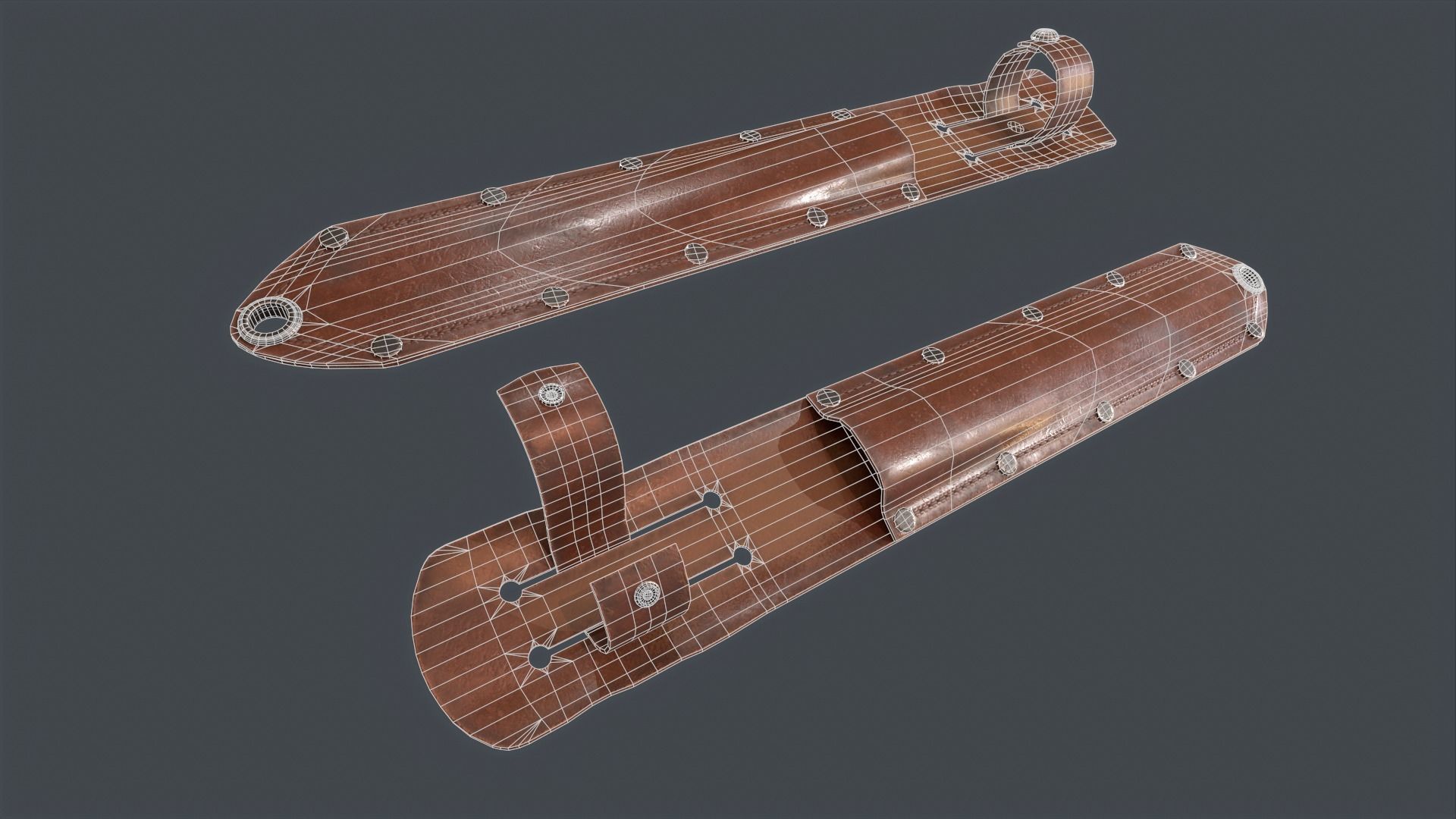 Low poly WW2 Case Stiletto Fighting Knife Low-poly 3D model_5