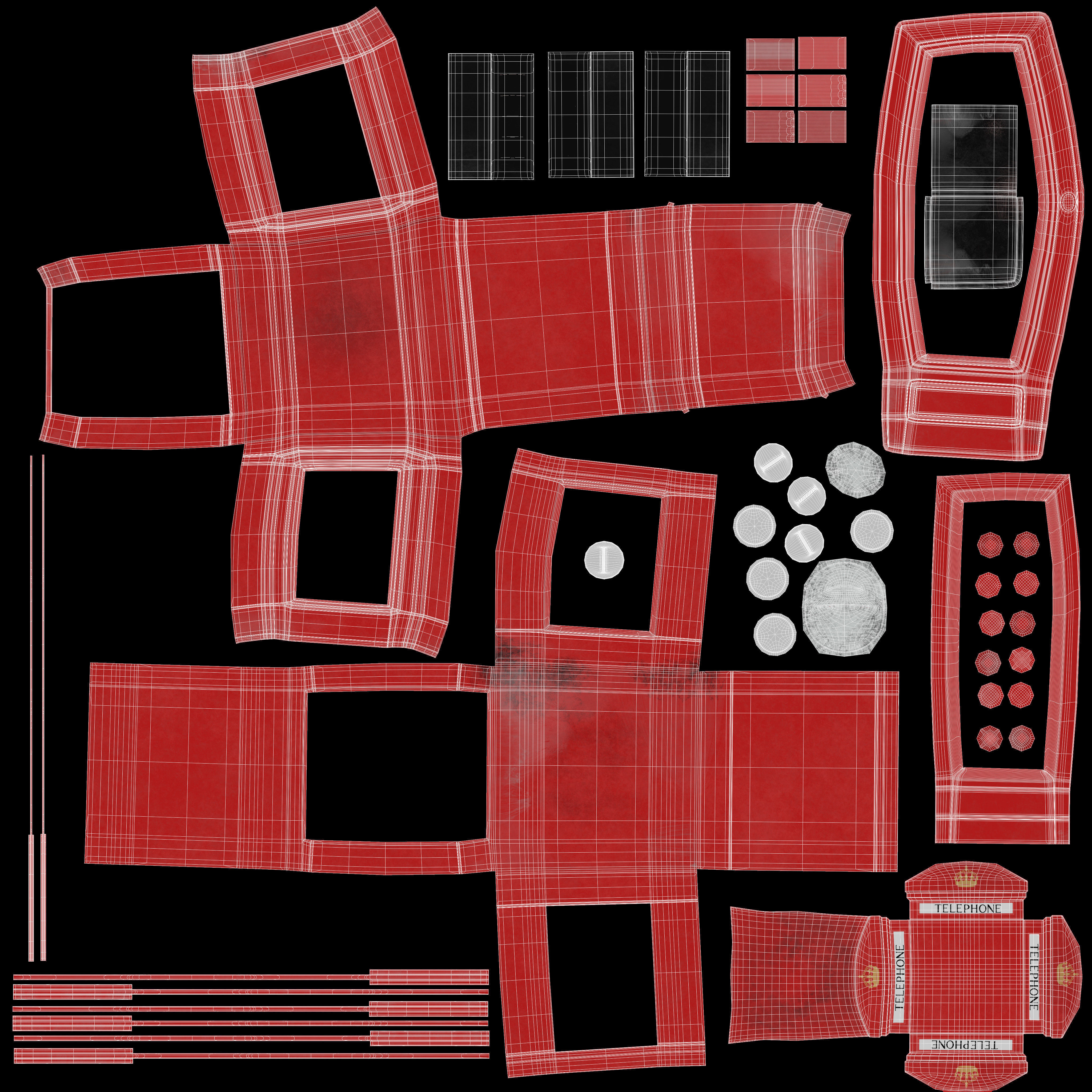 British Red Phone Box 3D model_13