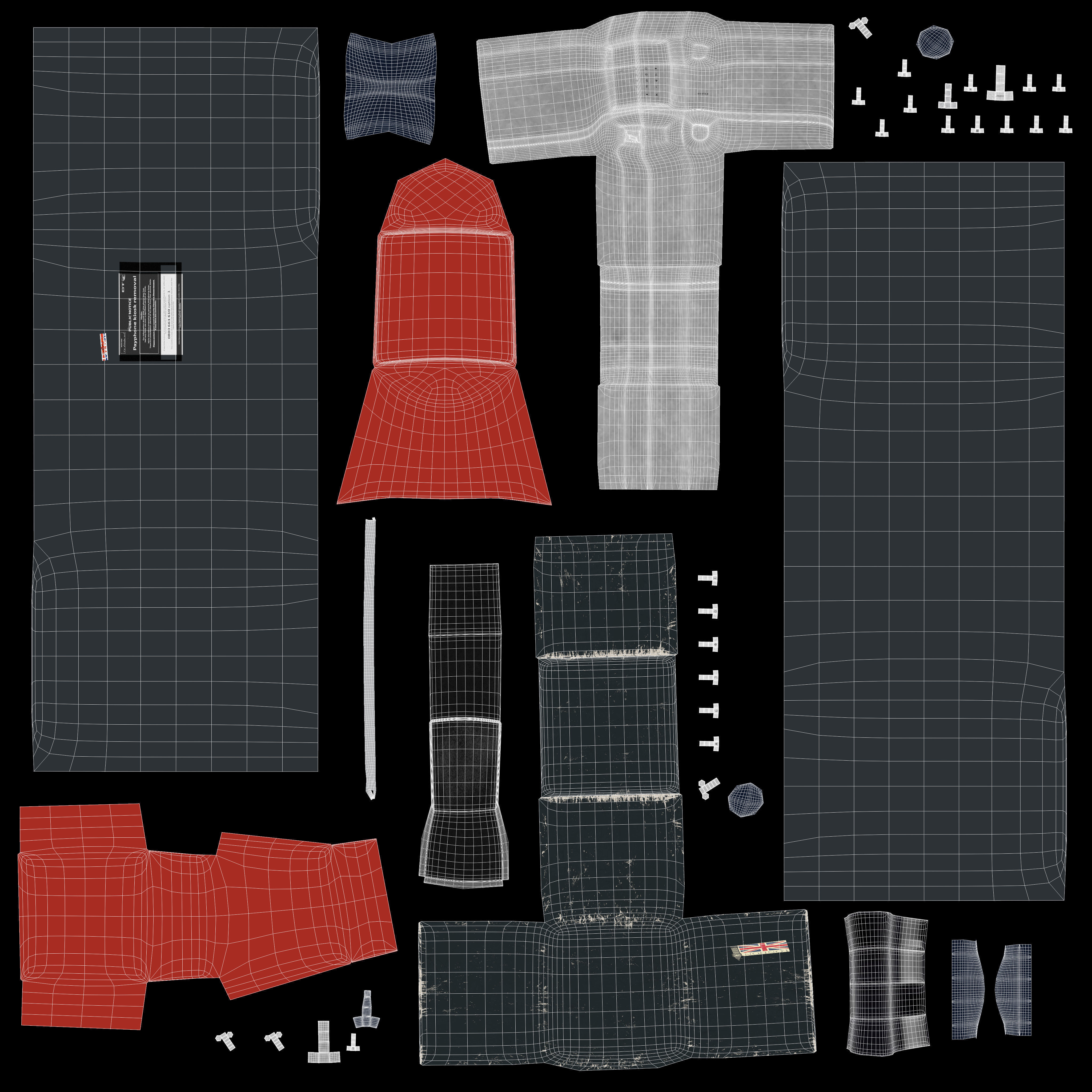 British Red Phone Box 3D model_14