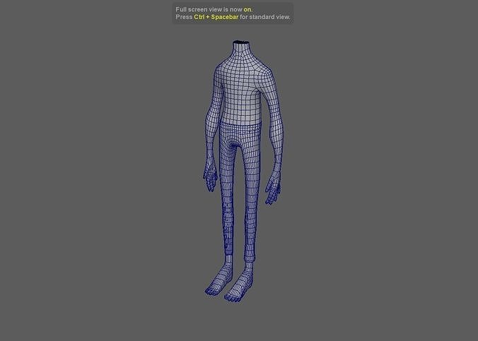 Cartoon Character Male Body Base Mesh  Low Poly Low-poly 3D model