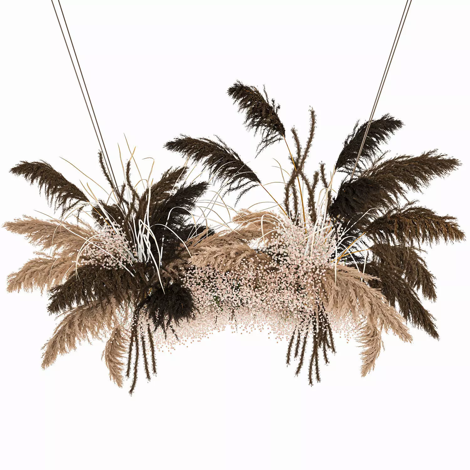Hanging decor of their dried pampas grass 214 3D model