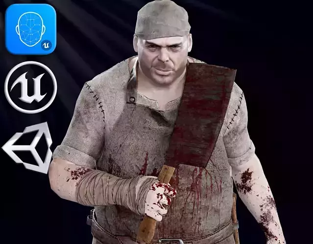 Butcher man in apron Low-poly 3D model