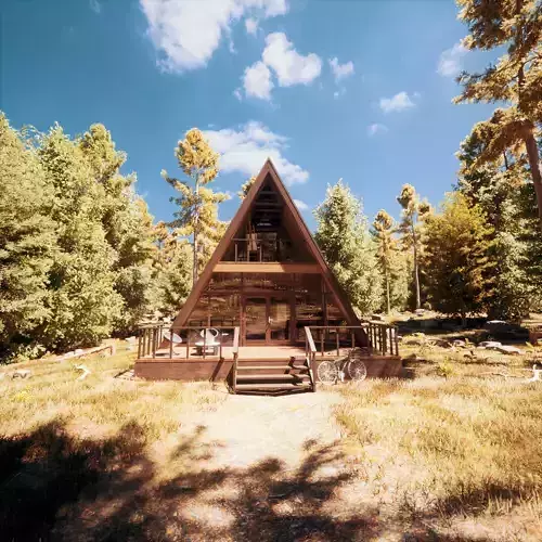 wooden cabin in forest Free low-poly 3D model