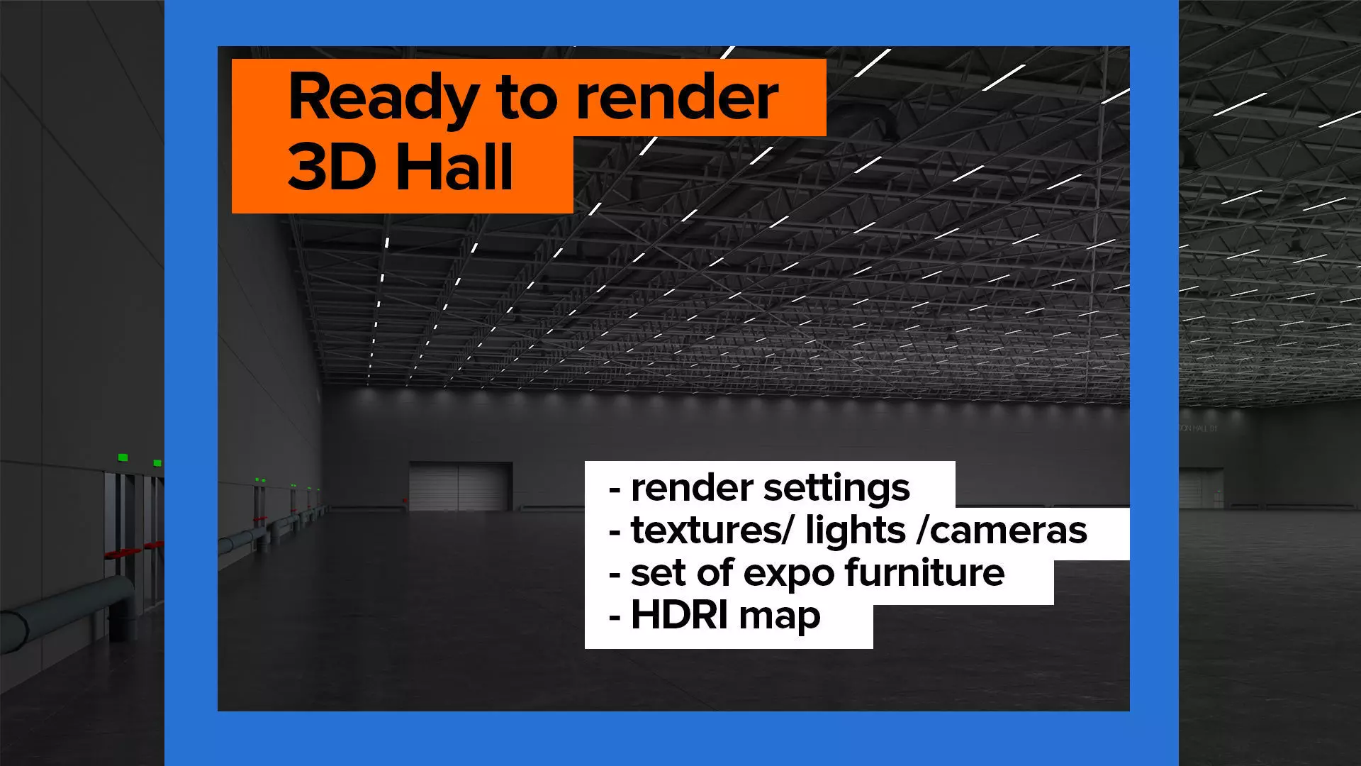 A fully ready for rendering 3D Hall for the exhibition stand 3D model