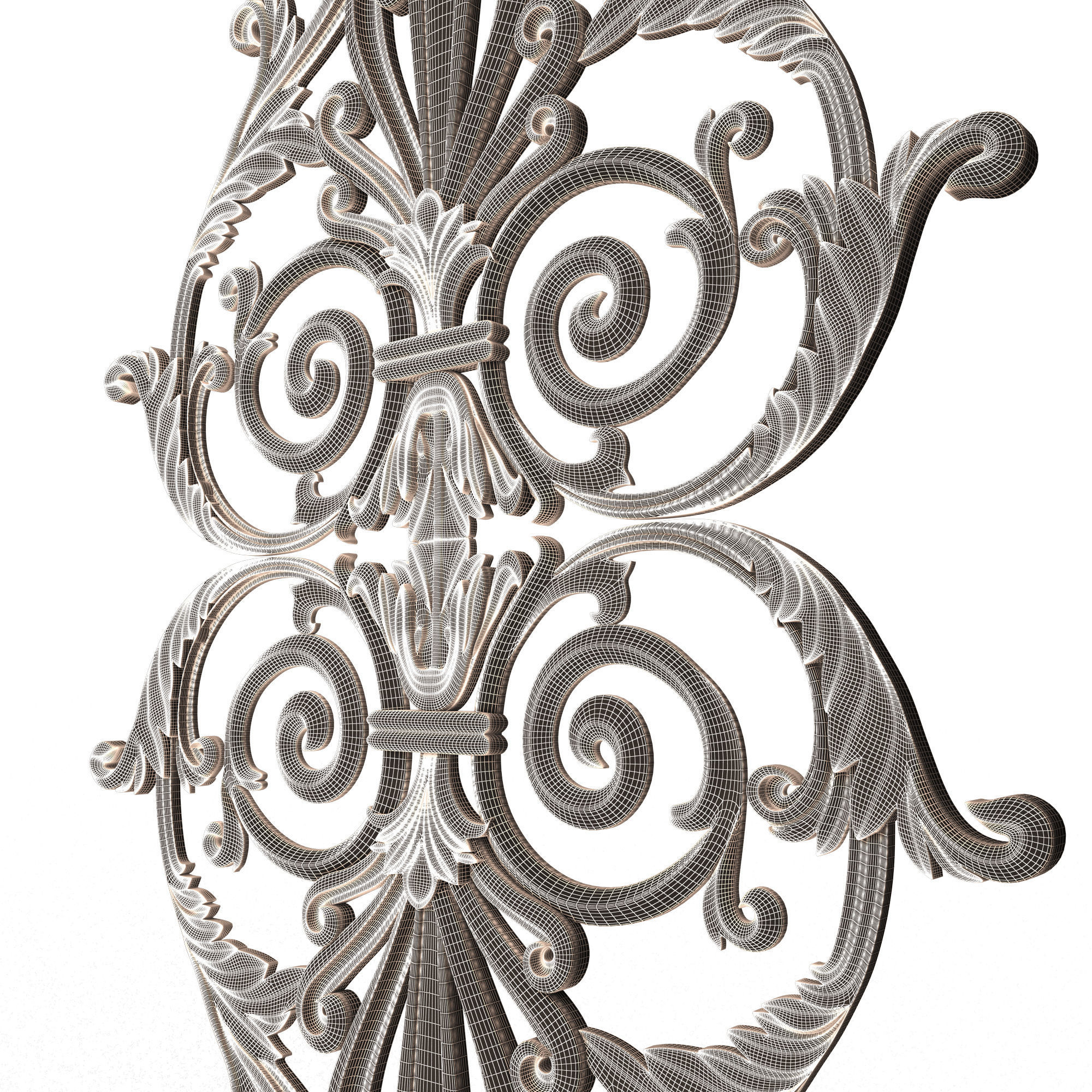 Carved Decoration Panel for CNC 02 Low-poly 3D model_14