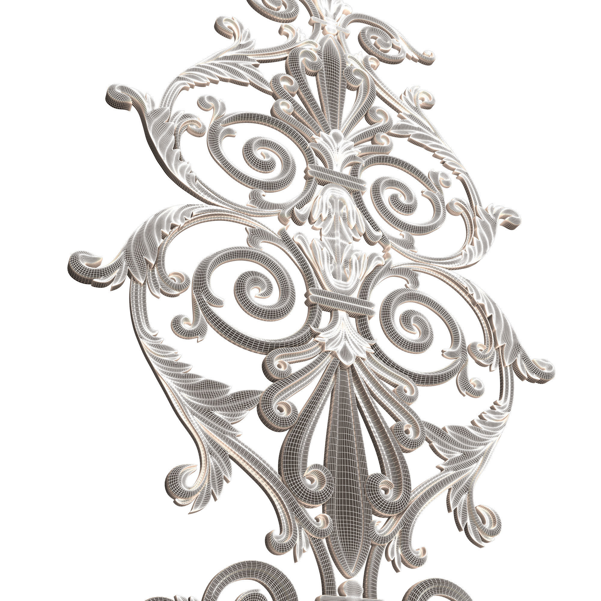 Carved Decoration Panel for CNC 02 Low-poly 3D model_12