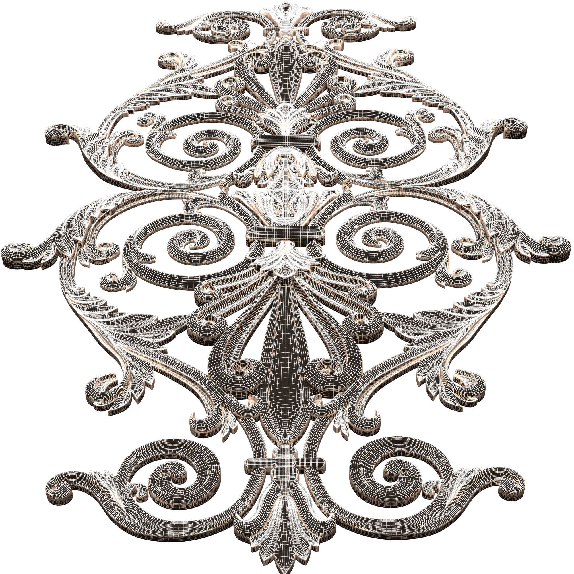 Carved Decoration Panel for CNC 02 Low-poly 3D model_13