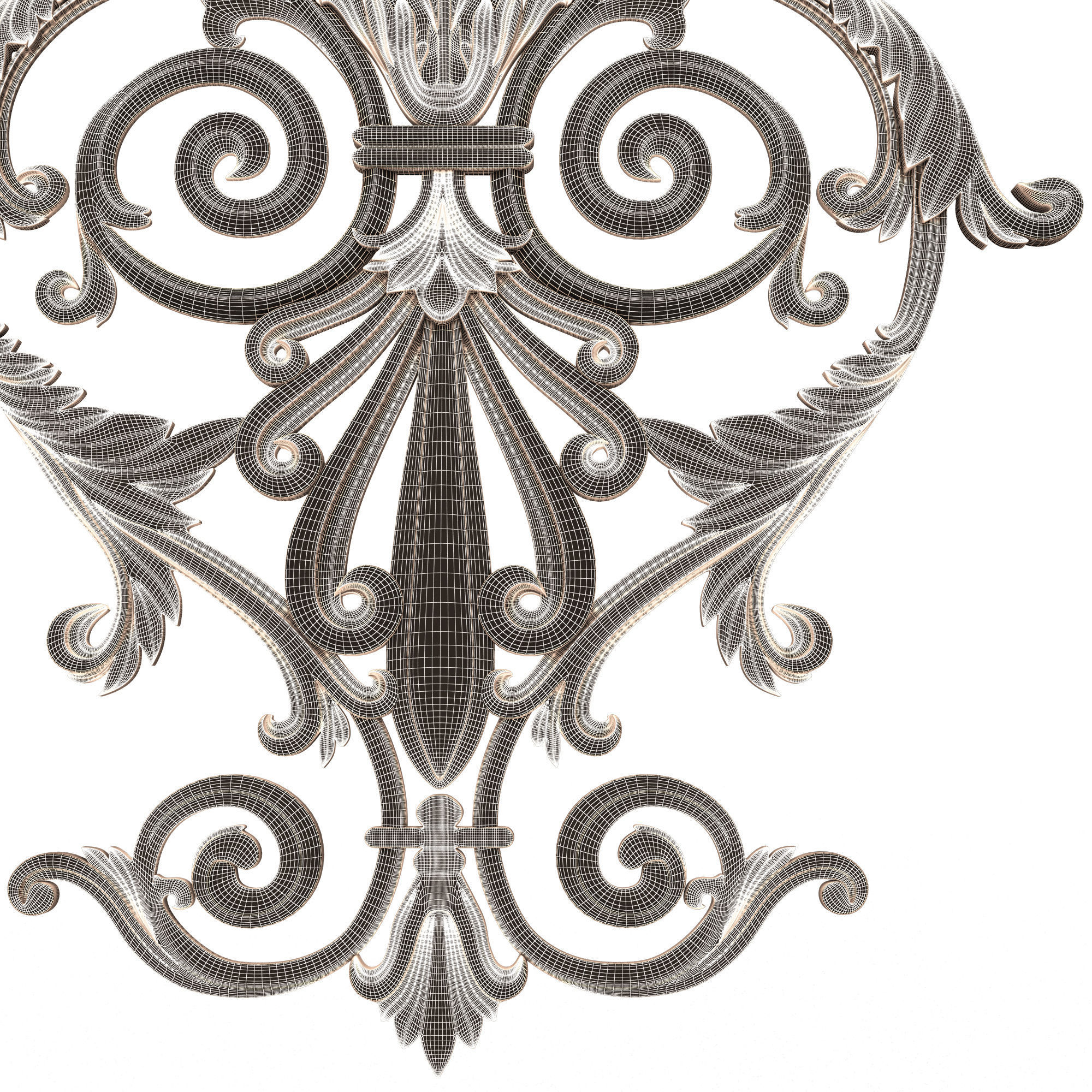 Carved Decoration Panel for CNC 02 Low-poly 3D model_15