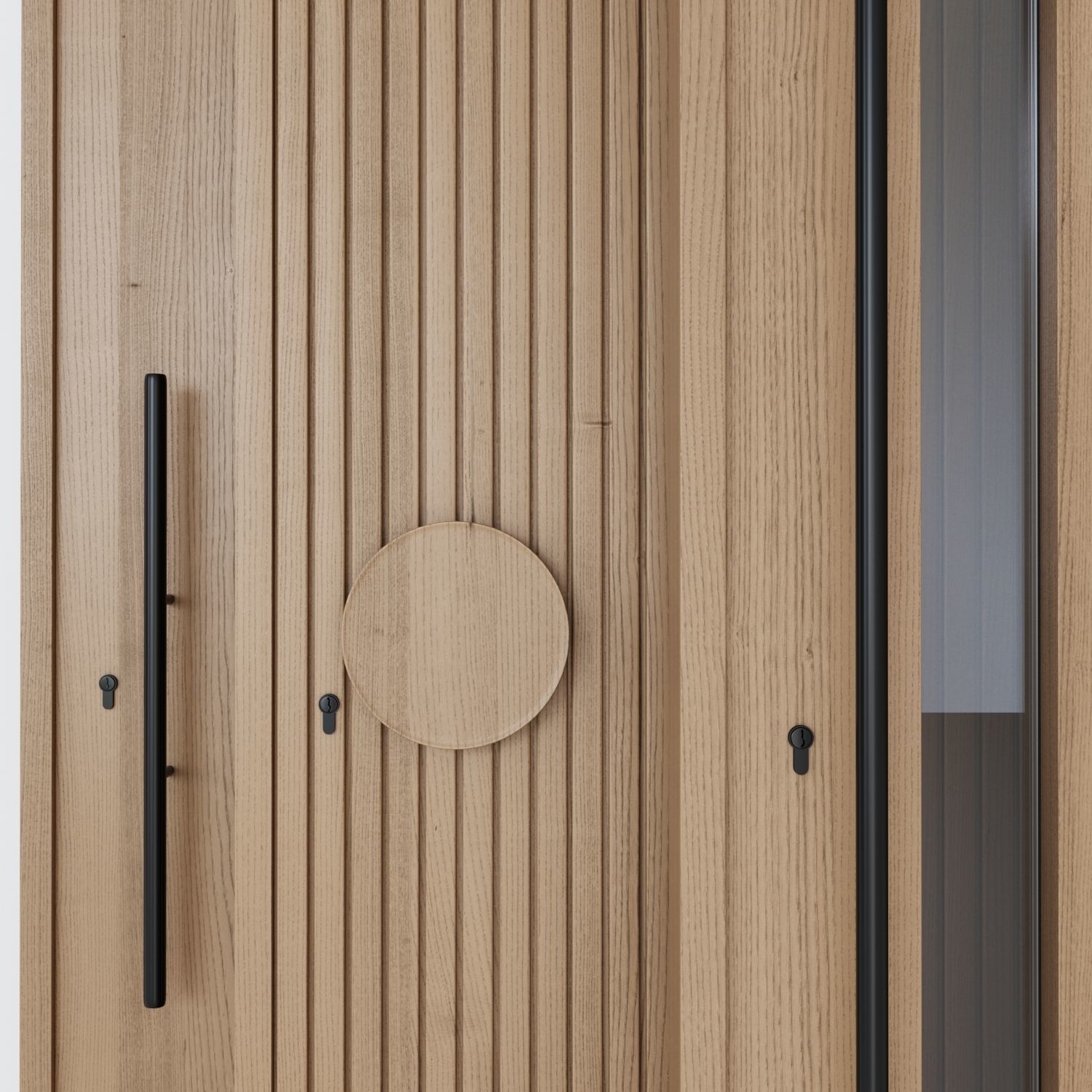 Oak Entrance Doors 3D model_11