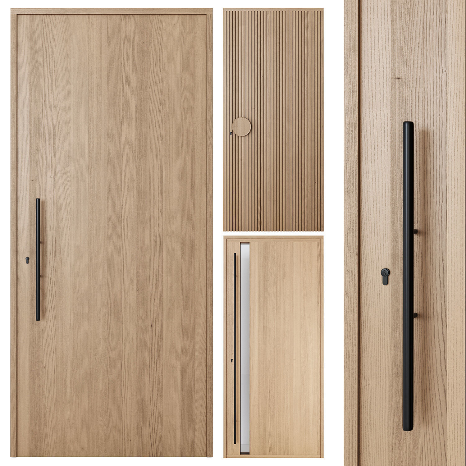 Oak Entrance Doors 3D model_20