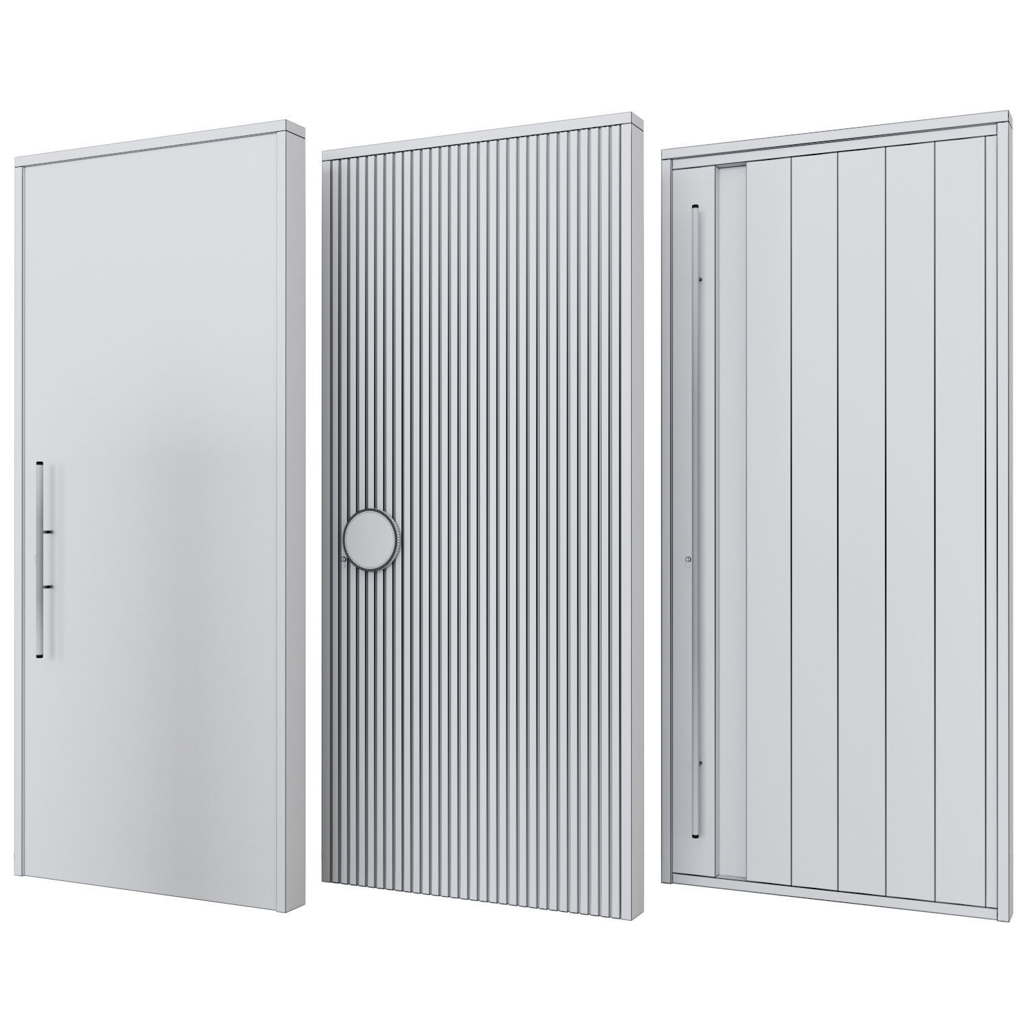 Oak Entrance Doors 3D model_3