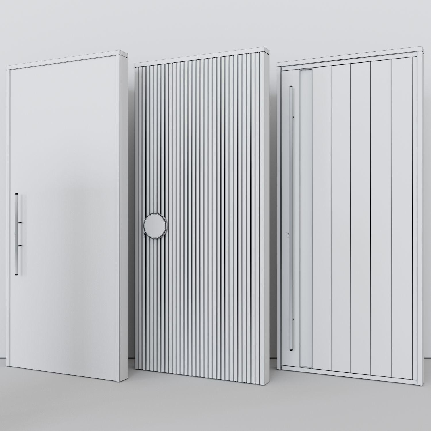 Oak Entrance Doors 3D model_16