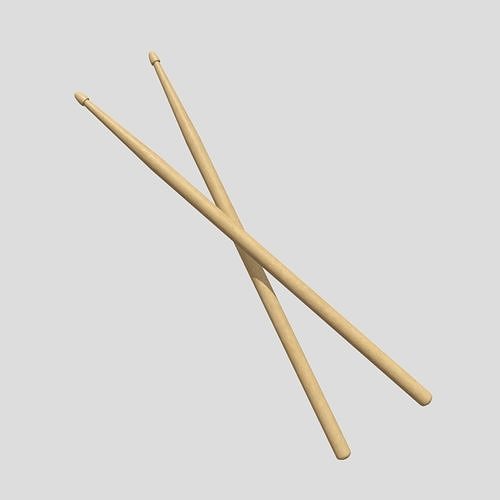 Drumsticks two wooden Low-poly 3D model