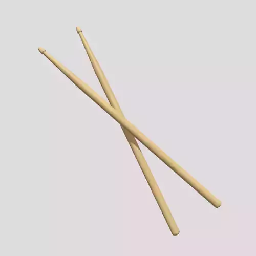 Drumsticks two wooden Low-poly 3D model