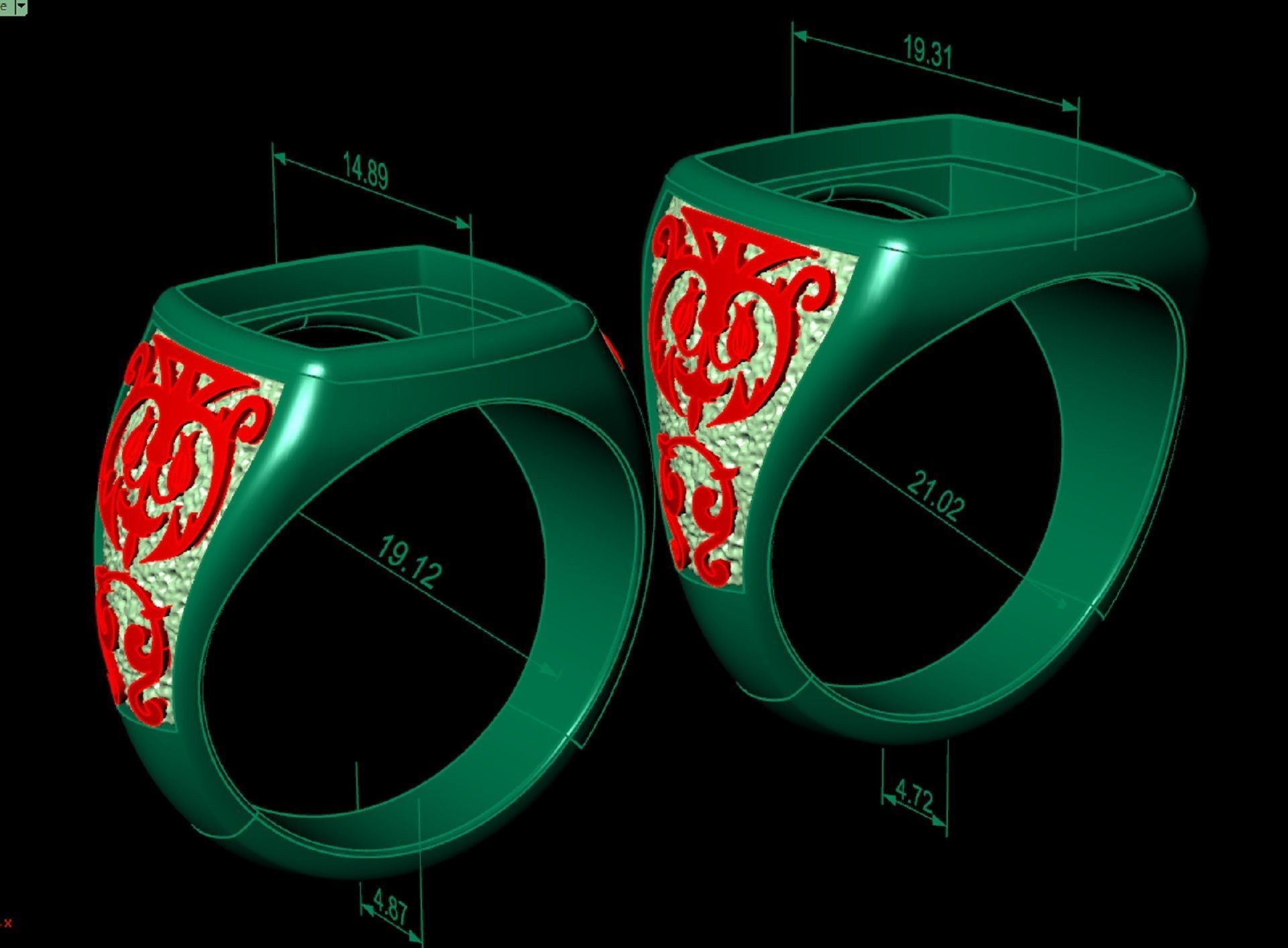 mens ring with black onyx Two options 3D print model_7