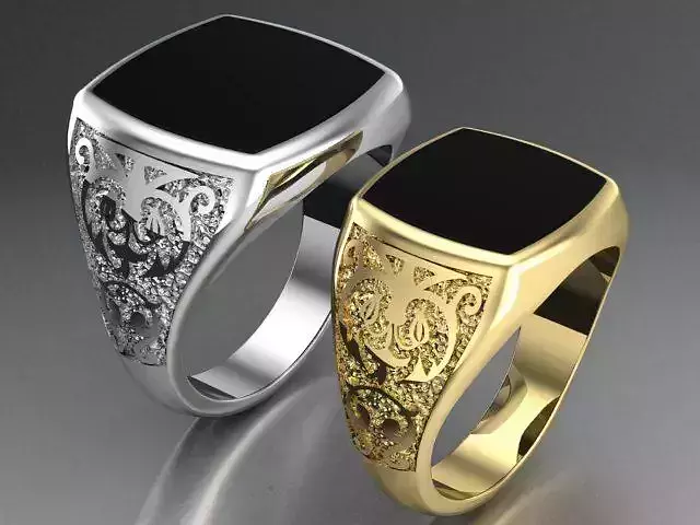 mens ring with black onyx Two  options 3D print model
