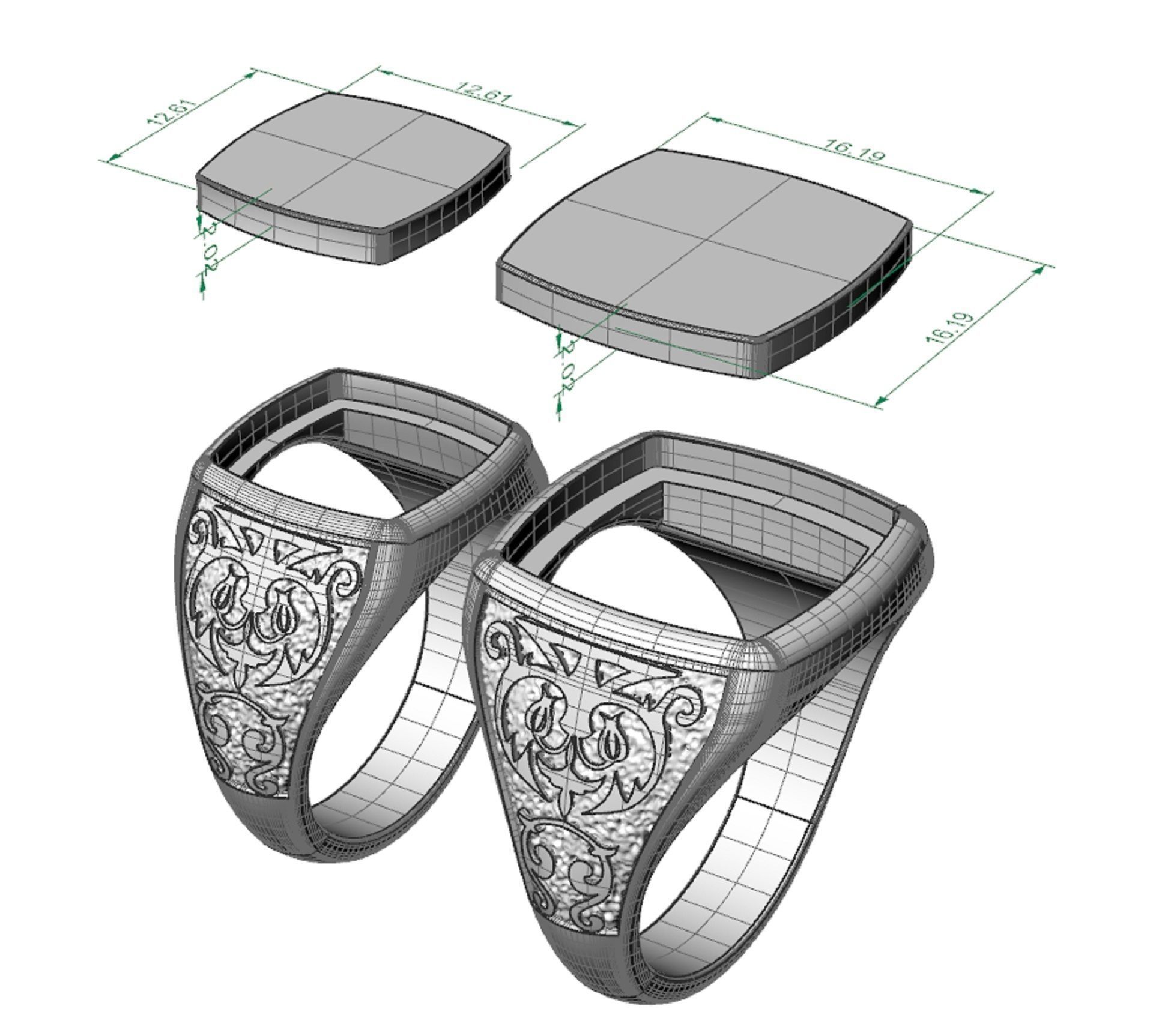 mens ring with black onyx Two options 3D print model_6