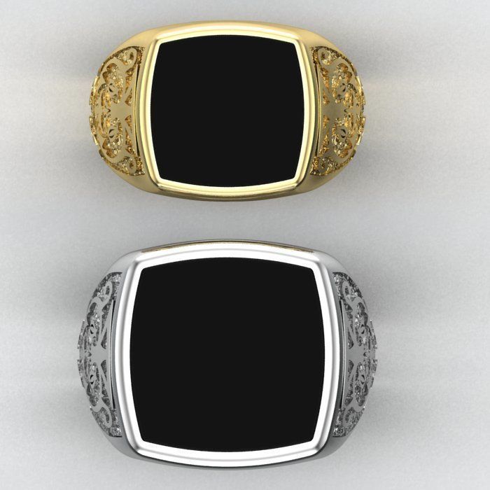 mens ring with black onyx Two options 3D print model_2