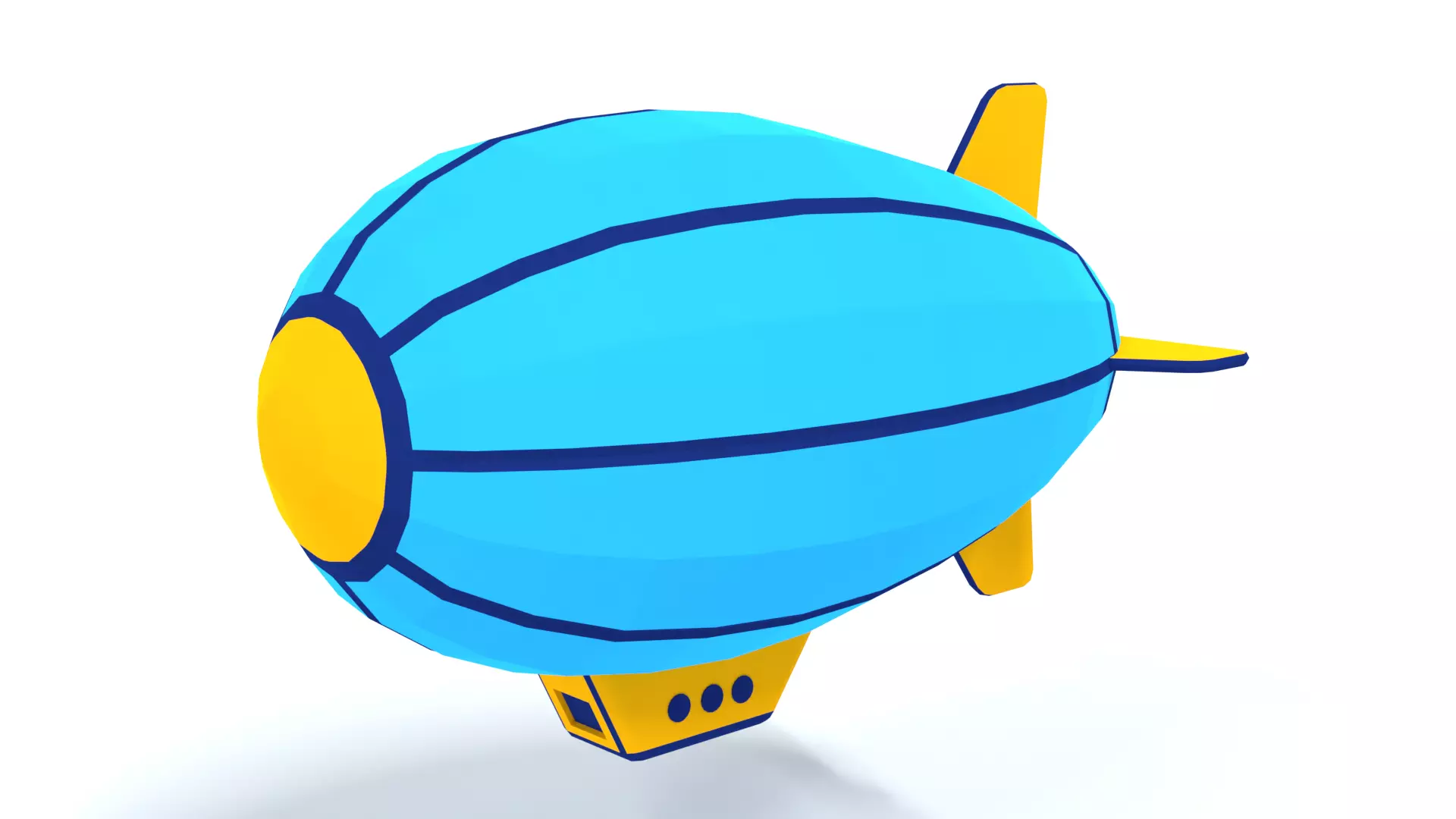 Low Poly Cartoon Zeppelin Low-poly 3D model