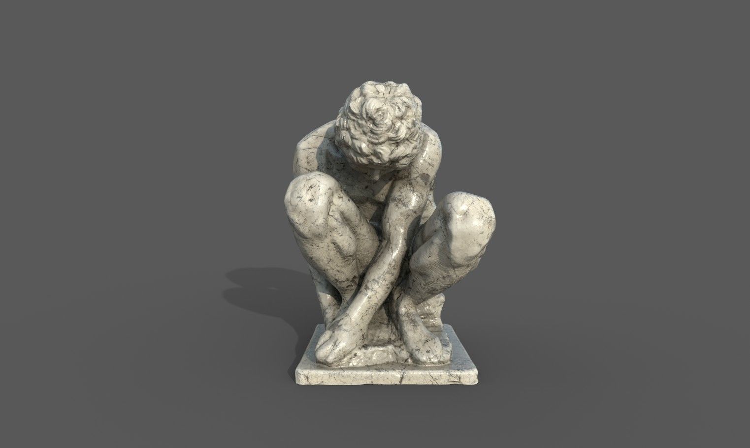 The Crouching Boy statue Low-poly 3D model_19