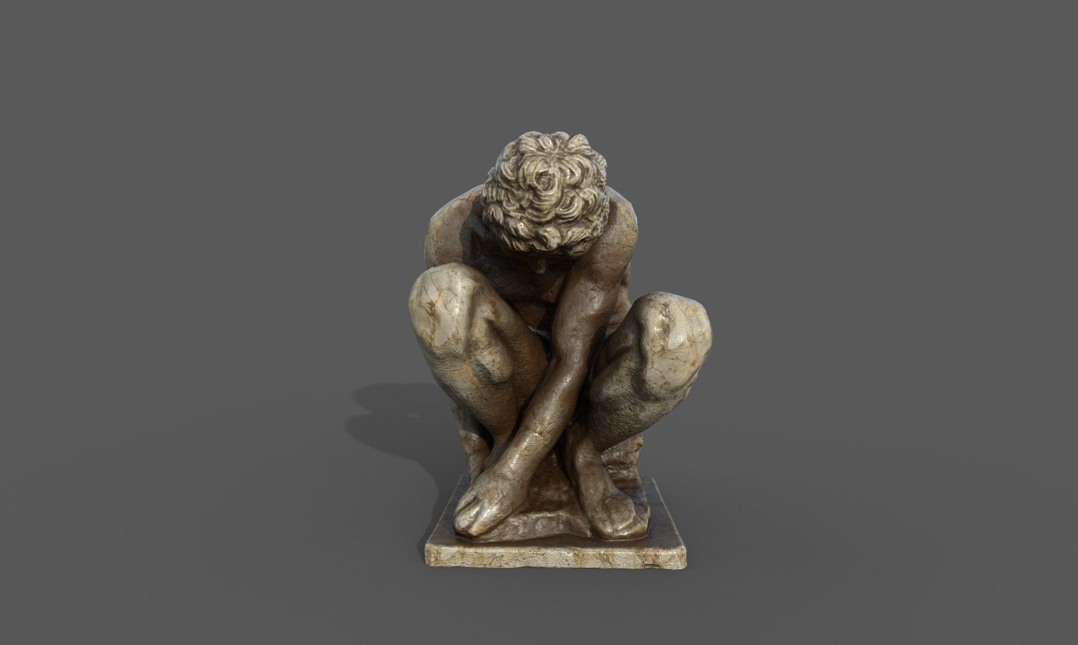 The Crouching Boy statue Low-poly 3D model_10