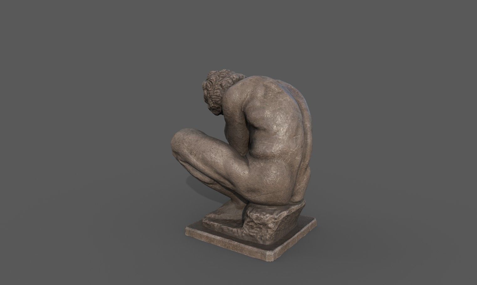 The Crouching Boy statue Low-poly 3D model_4