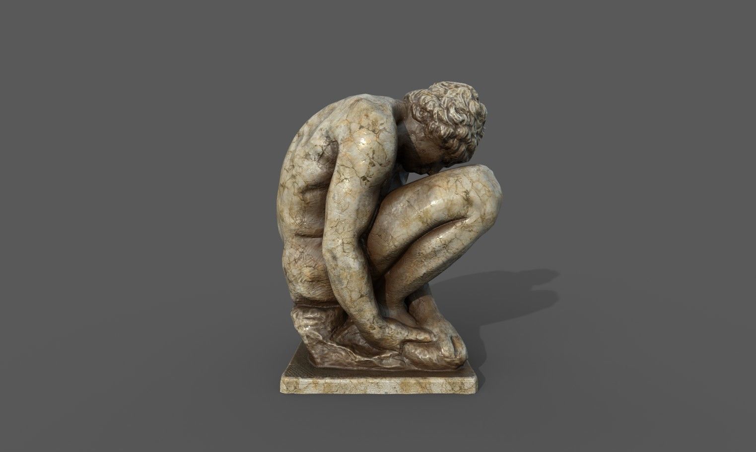 The Crouching Boy statue Low-poly 3D model_16
