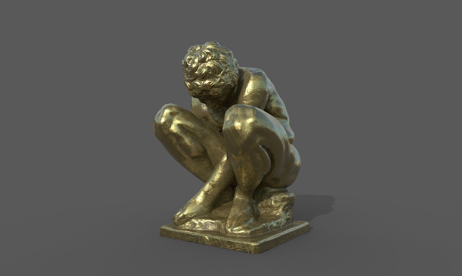 The Crouching Boy statue Low-poly 3D model_26