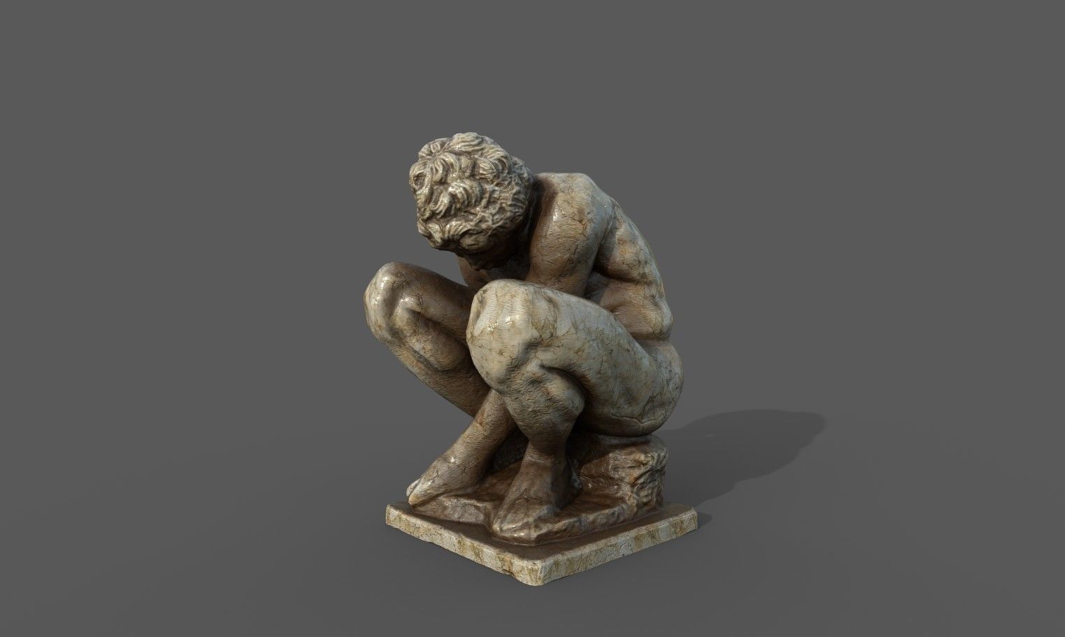 The Crouching Boy statue Low-poly 3D model_11