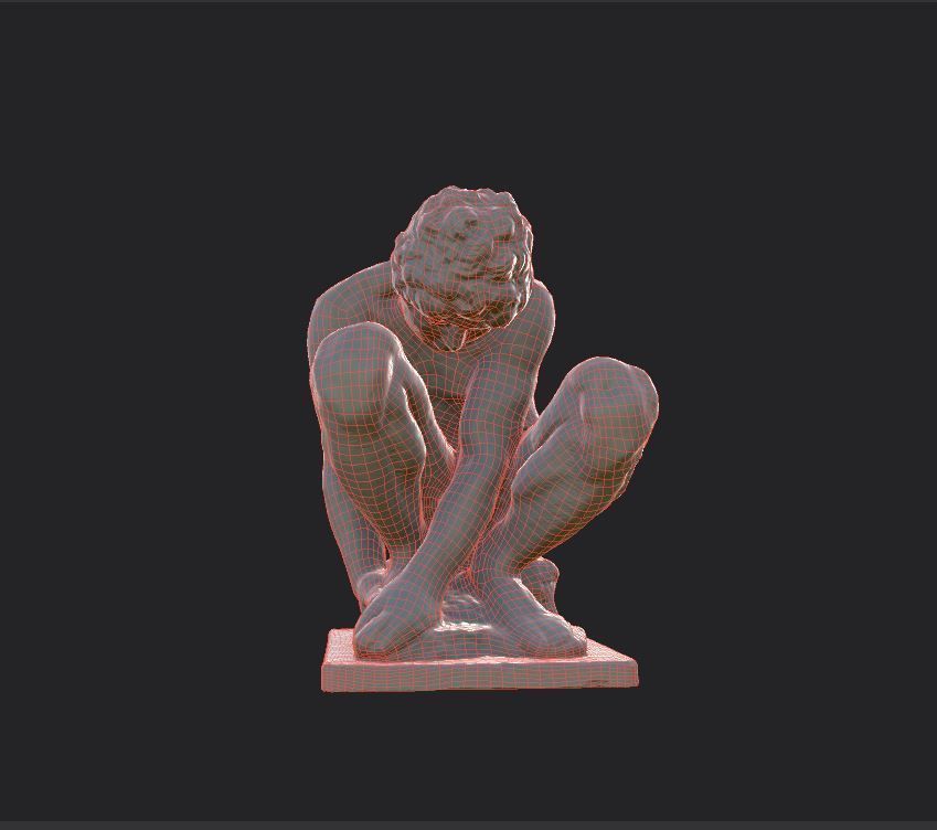 The Crouching Boy statue Low-poly 3D model_32
