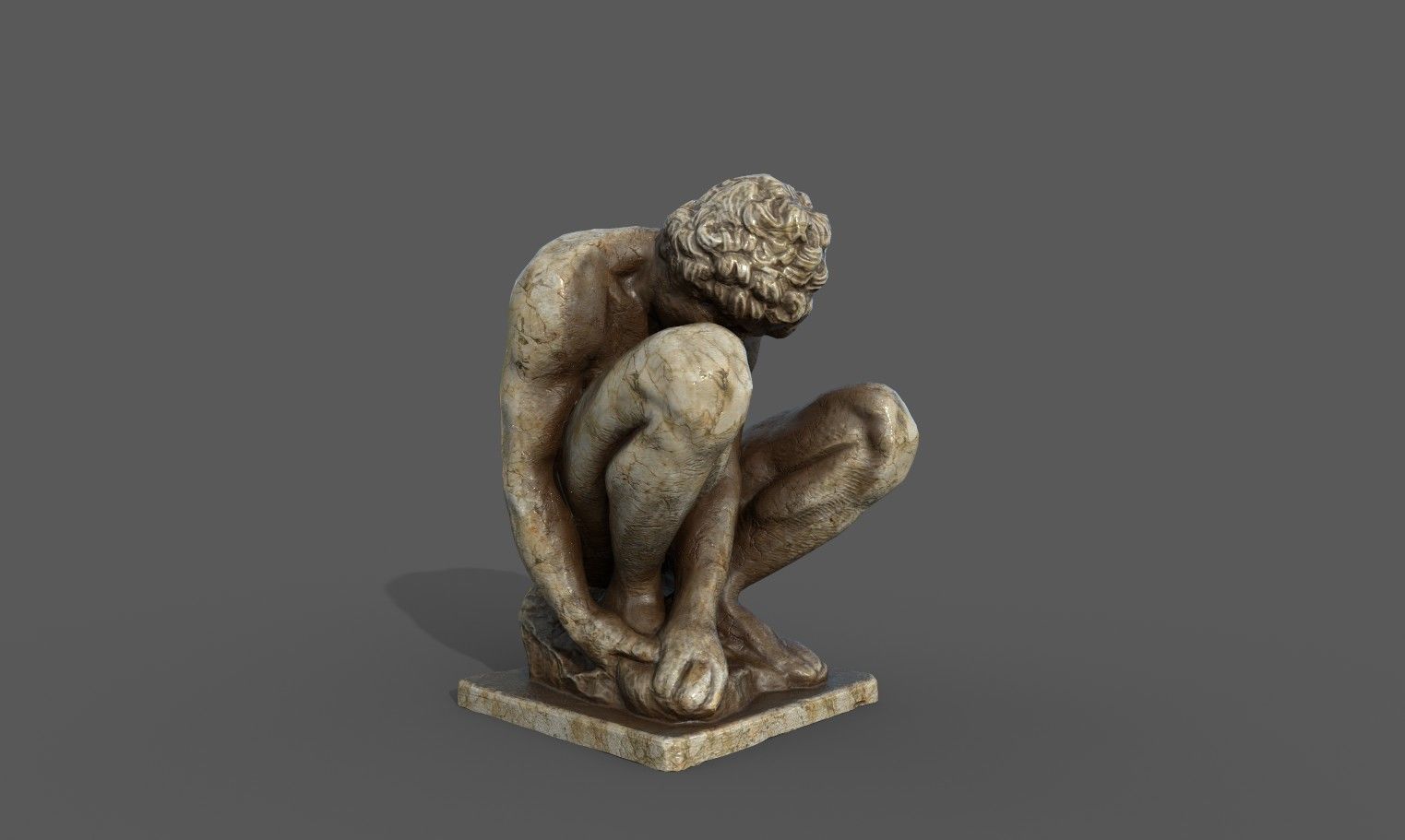 The Crouching Boy statue Low-poly 3D model_9