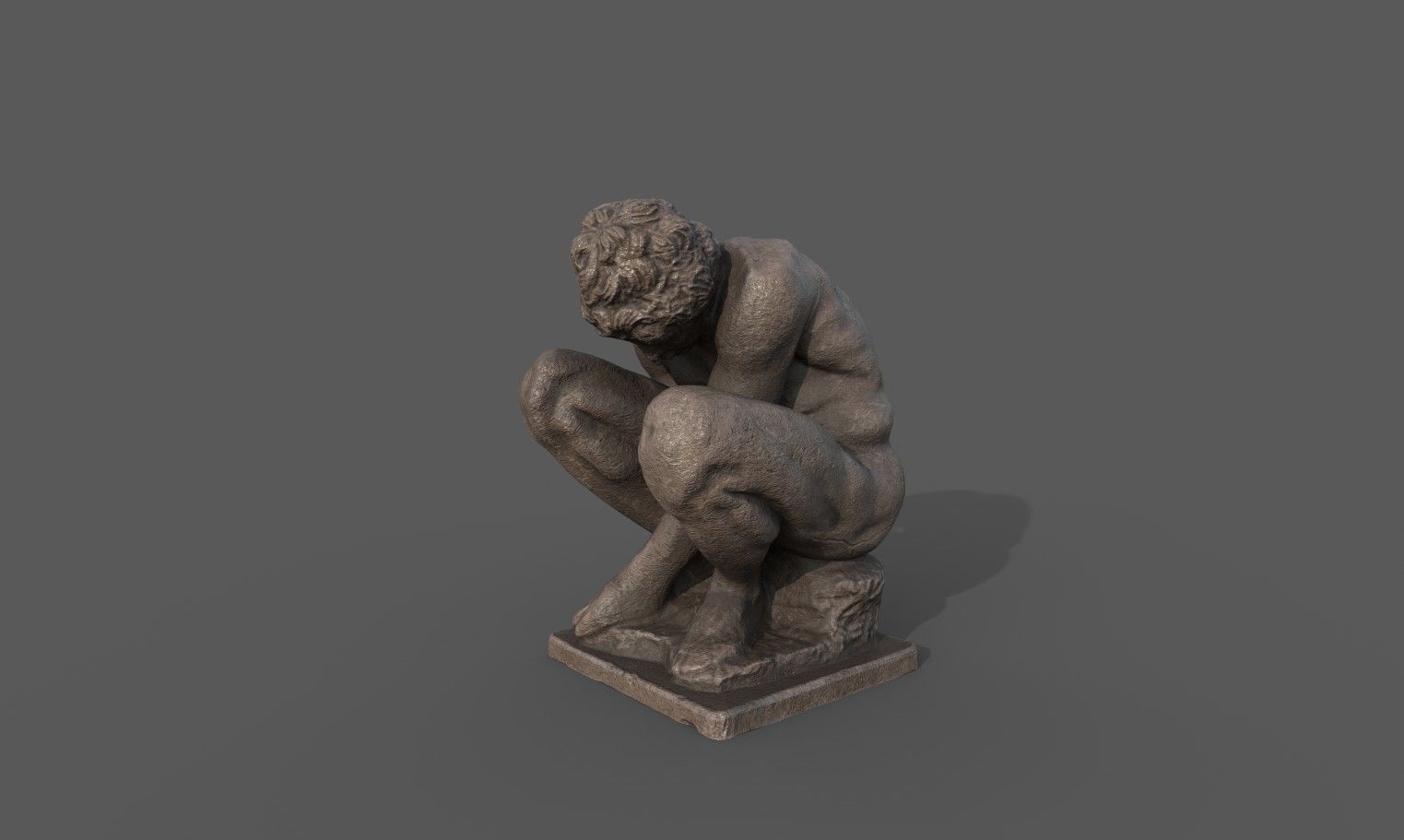 The Crouching Boy statue Low-poly 3D model_2
