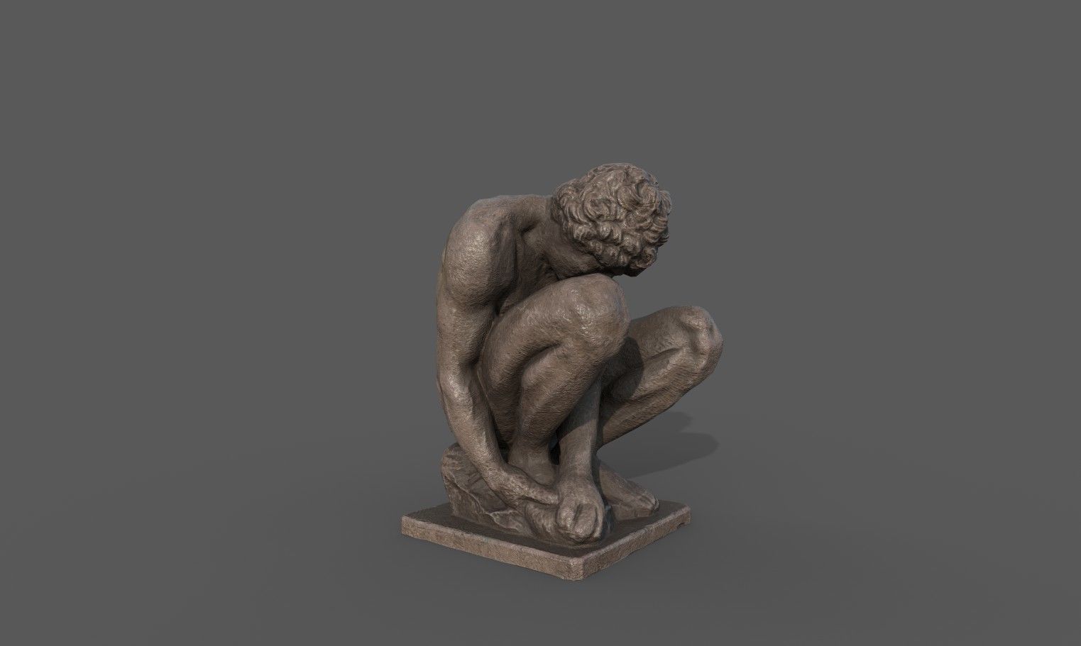 The Crouching Boy statue Low-poly 3D model_8