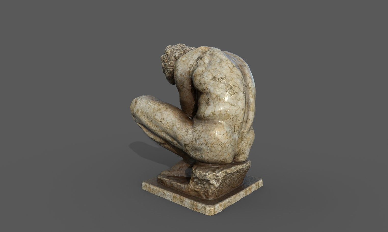 The Crouching Boy statue Low-poly 3D model_13